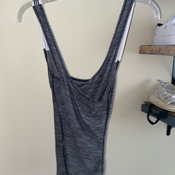 Gray Heathered Adidas CrossBack Tank - Picture 2 of 2